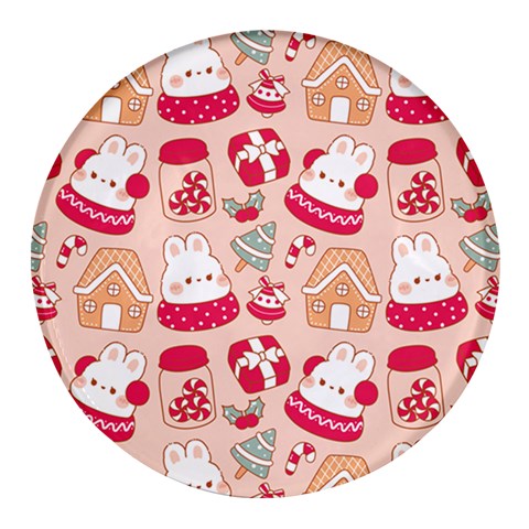 cute christmas cartoon Round Glass Fridge Magnet (4 pack) from ArtsNow.com Front