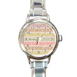 stripes floral designs Round Italian Charm Watch