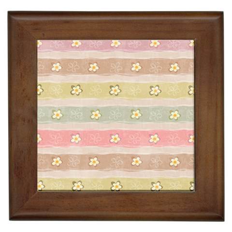 stripes floral designs Framed Tile from ArtsNow.com Front