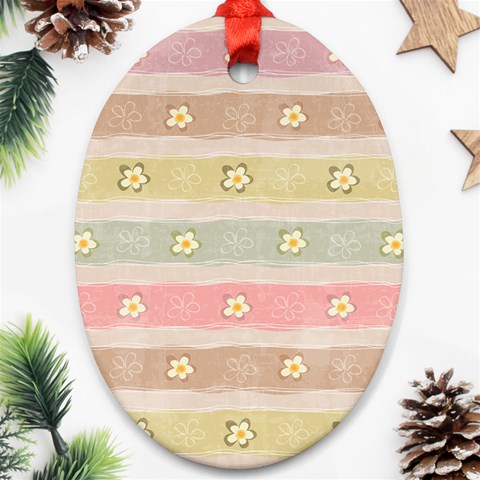 stripes floral designs Ornament (Oval) from ArtsNow.com Front