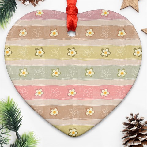 stripes floral designs Ornament (Heart) from ArtsNow.com Front