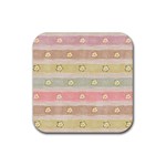 stripes floral designs Rubber Coaster (Square)