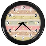 stripes floral designs Wall Clock (Black)