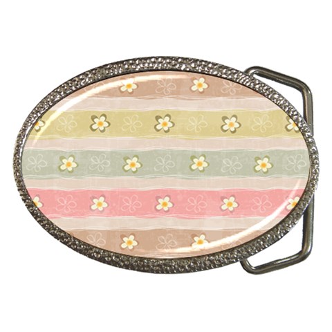 stripes floral designs Belt Buckles from ArtsNow.com Front