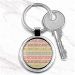 stripes floral designs Key Chain (Round)