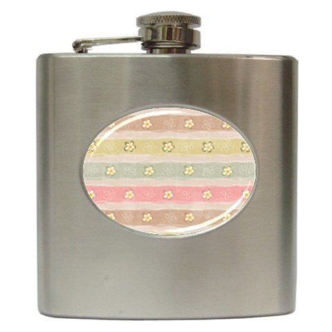 stripes floral designs Hip Flask (6 oz) from ArtsNow.com Front