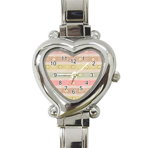 stripes floral designs Heart Italian Charm Watch from ArtsNow.com Front