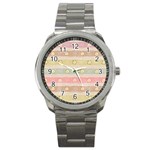 stripes floral designs Sport Metal Watch