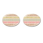 stripes floral designs Cufflinks (Oval)