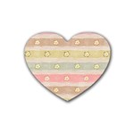 stripes floral designs Rubber Heart Coaster (4 pack)