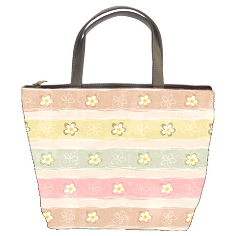 stripes floral designs Bucket Bag from ArtsNow.com Front