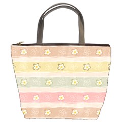 stripes floral designs Bucket Bag from ArtsNow.com Front