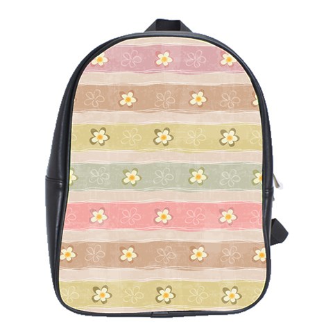 stripes floral designs School Bag (Large) from ArtsNow.com Front