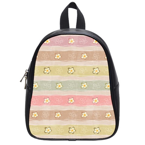 stripes floral designs School Bag (Small) from ArtsNow.com Front