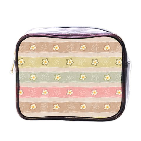 stripes floral designs Mini Toiletries Bag (One Side) from ArtsNow.com Front