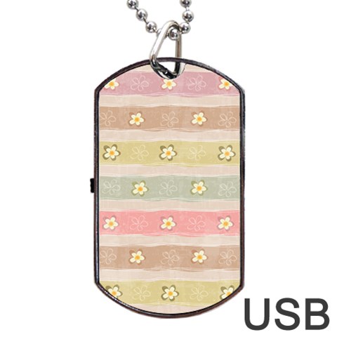 stripes floral designs Dog Tag USB Flash (One Side) from ArtsNow.com Front