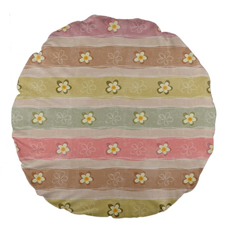 stripes floral designs Large 18  Premium Round Cushions from ArtsNow.com Front