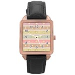 stripes floral designs Rose Gold Leather Watch 