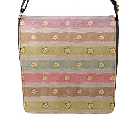 stripes floral designs Flap Closure Messenger Bag (L) from ArtsNow.com Front