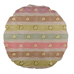 stripes floral designs Large 18  Premium Flano Round Cushions from ArtsNow.com Back