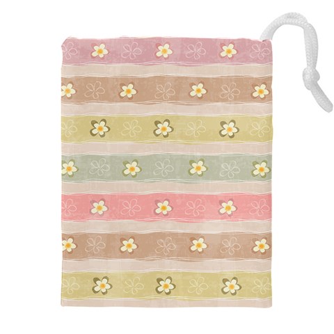 stripes floral designs Drawstring Pouch (5XL) from ArtsNow.com Front