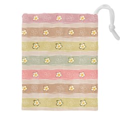 stripes floral designs Drawstring Pouch (5XL) from ArtsNow.com Front