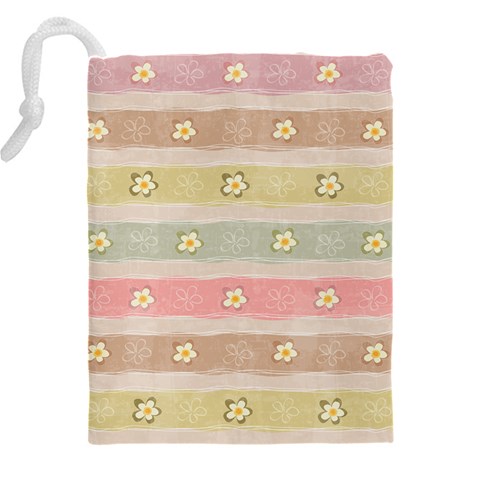 stripes floral designs Drawstring Pouch (5XL) from ArtsNow.com Back