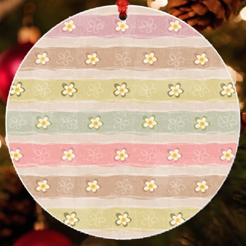 stripes floral designs UV Print Acrylic Ornament Round from ArtsNow.com Front