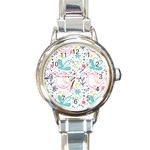 cute bird pattern Round Italian Charm Watch