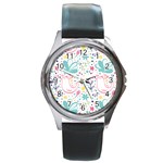 cute bird pattern Round Metal Watch