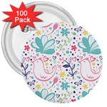 cute bird pattern 3  Buttons (100 pack) 