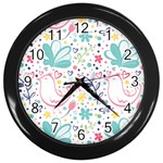 cute bird pattern Wall Clock (Black)