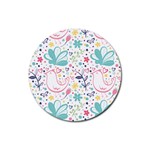 cute bird pattern Rubber Coaster (Round)