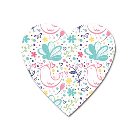 cute bird pattern Heart Magnet from ArtsNow.com Front