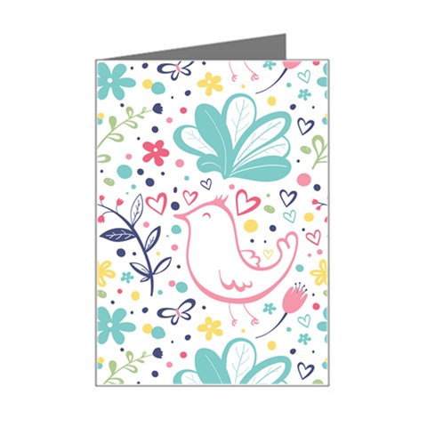 cute bird pattern Mini Greeting Card from ArtsNow.com Left