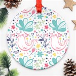 cute bird pattern Round Ornament (Two Sides)