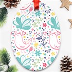 cute bird pattern Oval Ornament (Two Sides)