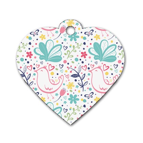 cute bird pattern Dog Tag Heart (One Side) from ArtsNow.com Front