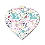 cute bird pattern Dog Tag Heart (One Side)