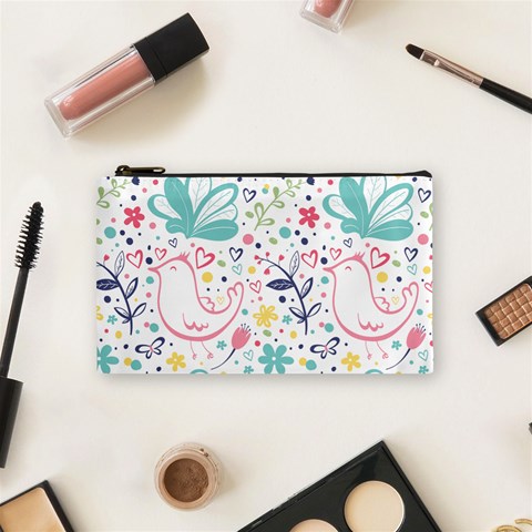 cute bird pattern Cosmetic Bag (Small) from ArtsNow.com Front