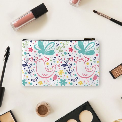 cute bird pattern Cosmetic Bag (Small) from ArtsNow.com Back