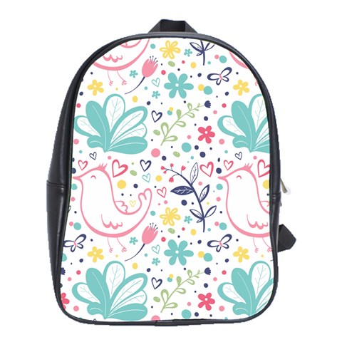 cute bird pattern School Bag (Large) from ArtsNow.com Front