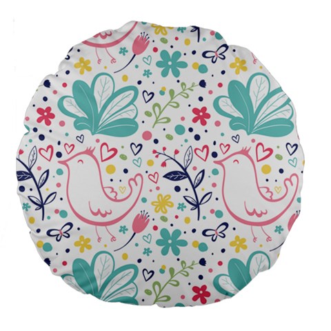 cute bird pattern Large 18  Premium Round Cushions from ArtsNow.com Front