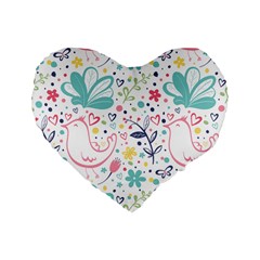 cute bird pattern Standard 16  Premium Heart Shape Cushions from ArtsNow.com Front