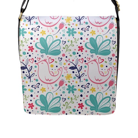 cute bird pattern Flap Closure Messenger Bag (L) from ArtsNow.com Front