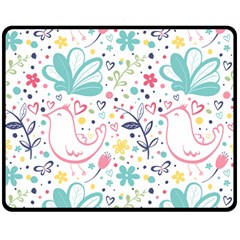 cute bird pattern Two Sides Fleece Blanket (Medium) from ArtsNow.com 58.8 x47.4  Blanket Front