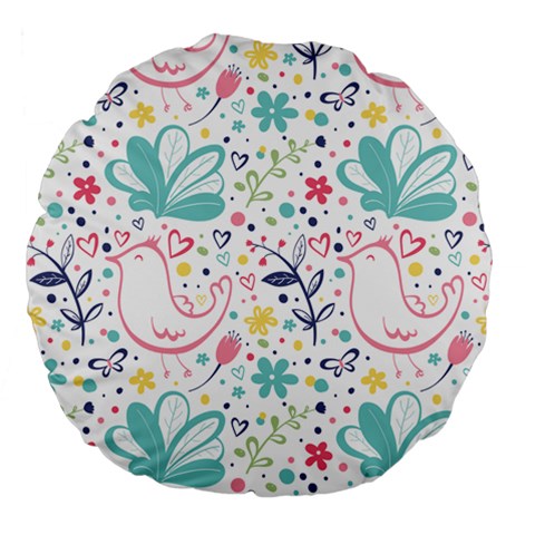 cute bird pattern Large 18  Premium Flano Round Cushions from ArtsNow.com Back