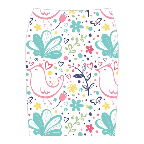 cute bird pattern Midi Wrap Pencil Skirt from ArtsNow.com Back