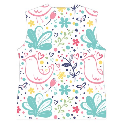 cute bird pattern Women s Button Up Vest from ArtsNow.com Back