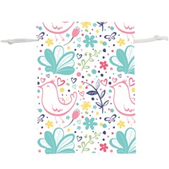 cute bird pattern Lightweight Drawstring Pouch (XL) from ArtsNow.com Front